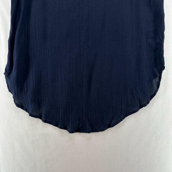 Lucky Brand Top Womens S Sleeveless Round Neck Rounded Hem Embroidered Navy Blue - Picture 6 of 9